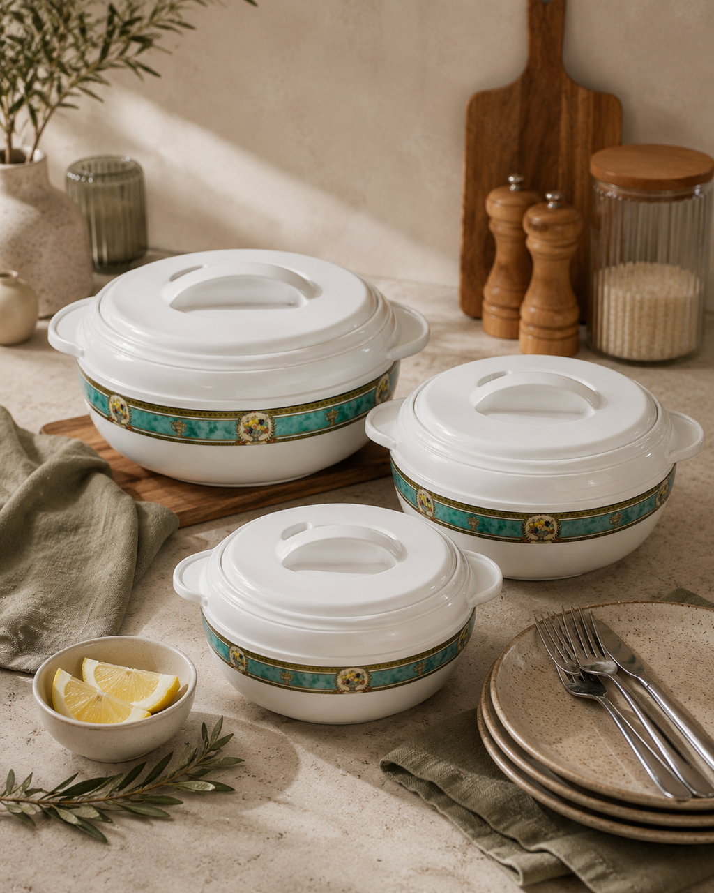 Karishma 3pc Insulated Food Warmer Set - 1.2L, 1.6L & 2.5L