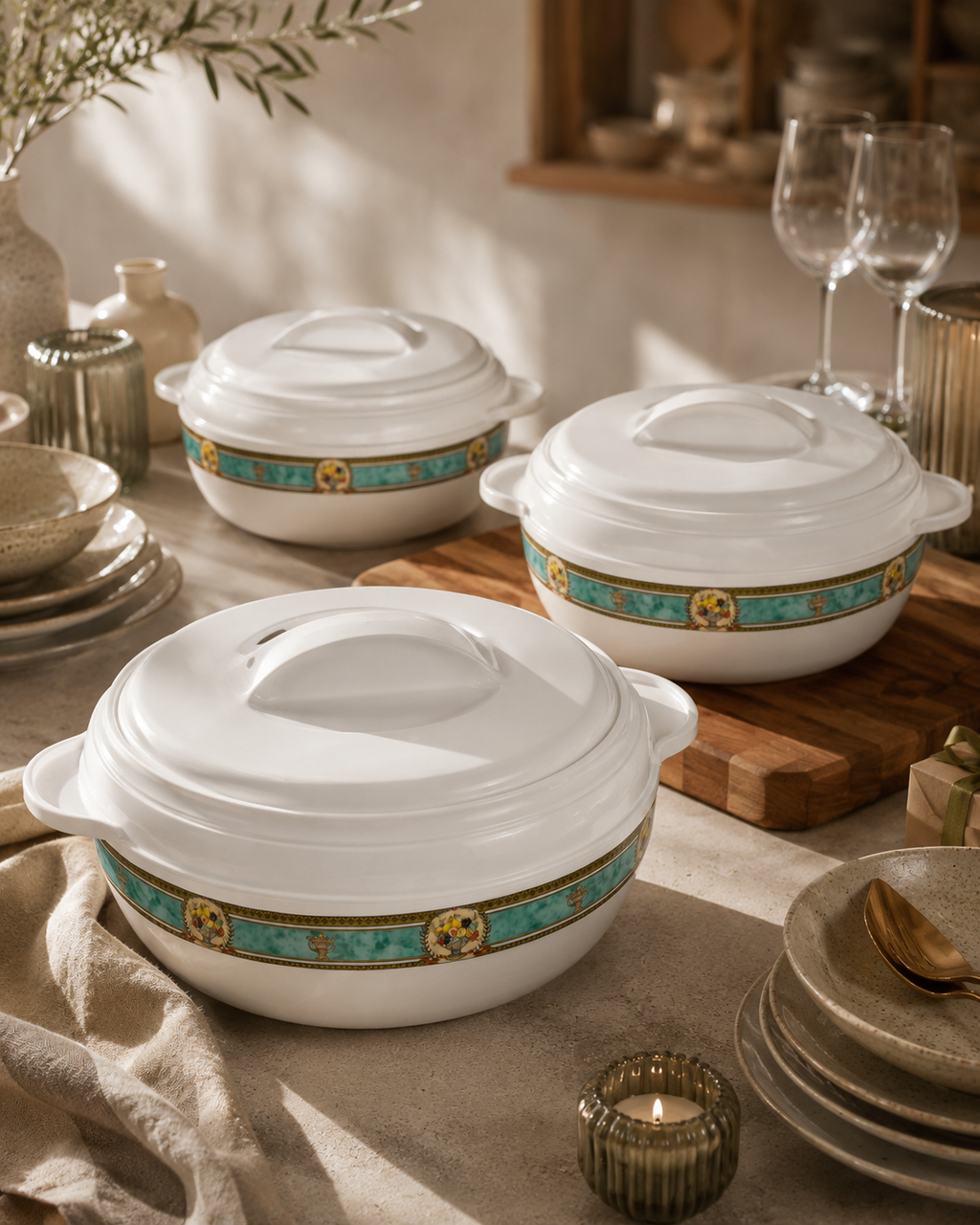 Karishma 3pc Insulated Food Warmer Set - 1.2L, 1.6L & 2.5L