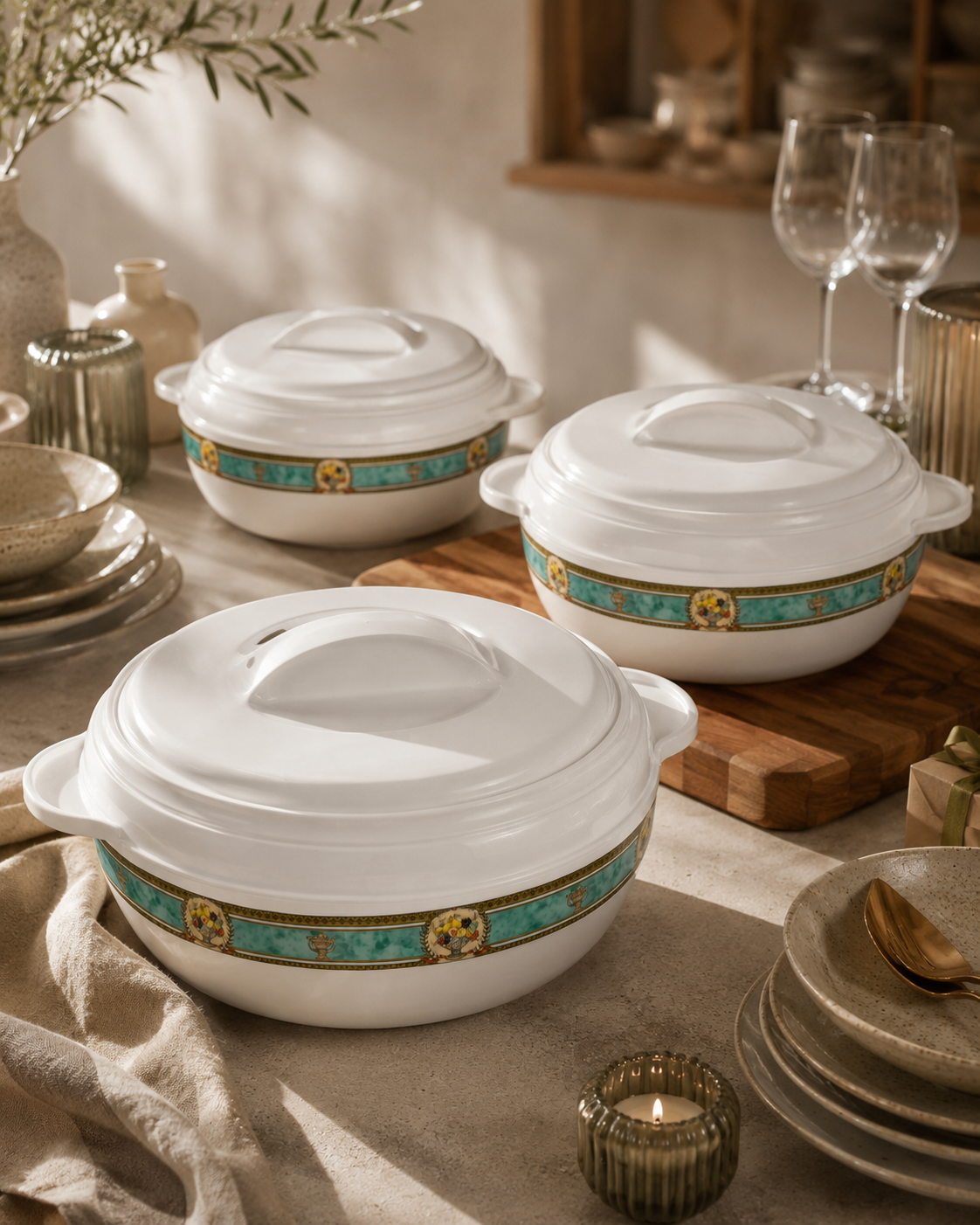 Karishma 3pc Insulated Food Warmer Set - 1.2L, 1.6L & 2.5L